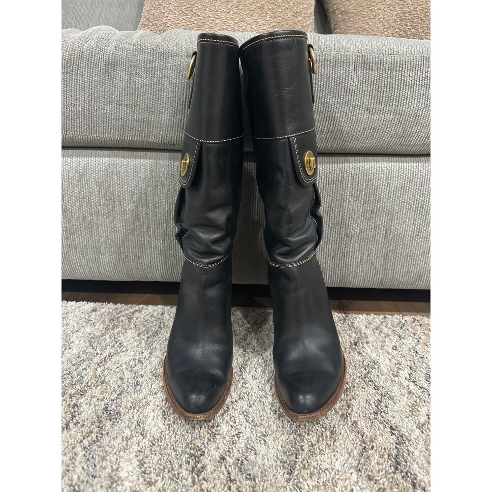Coach Rory Turn Lock Mid-Calf Leather Boots Women’s Size 9.5.